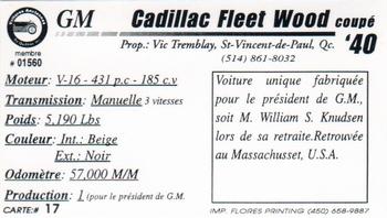 2000 VAQ Voitures Anciennes du Québec #17 Cadillac Fleet Wood 1940 Back