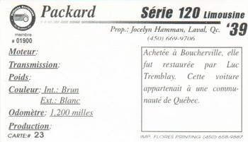 2000 VAQ Voitures Anciennes du Québec #23 Packard Série 120 1939 Back