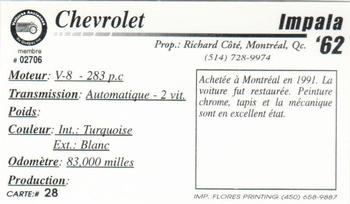 2000 VAQ Voitures Anciennes du Québec #28 Chevrolet Impala 1962 Back