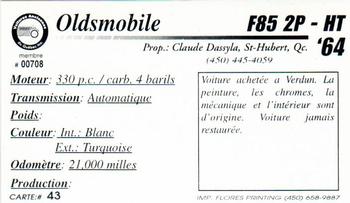 2000 VAQ Voitures Anciennes du Québec #43 Oldsmobile F85 2P HT 1964 Back