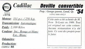 2000 VAQ Voitures Anciennes du Québec #46 Cadillac Deville 1954 Back