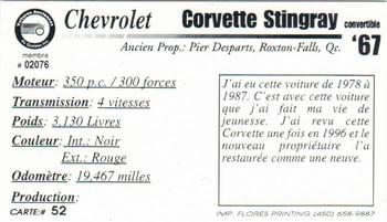 2000 VAQ Voitures Anciennes du Québec #52 Corvette Stingray Convertible 1967 Back