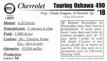 2000 VAQ Voitures Anciennes du Québec #56 Chevrolet Touring Oshawa 1918 Back