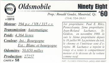 2000 VAQ Voitures Anciennes du Québec #58 Oldsmobile Ninety Eight 1960 Back