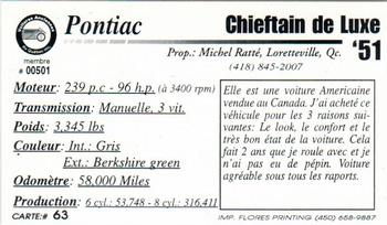2000 VAQ Voitures Anciennes du Québec #63 Pontiac Chieftain de Luxe 1951 Back
