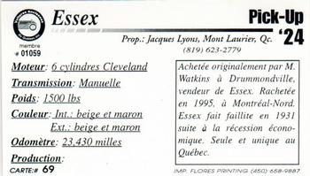 2000 VAQ Voitures Anciennes du Québec #69 Essex Pick-Up 1924 Back