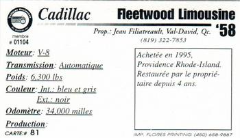 2000 VAQ Voitures Anciennes du Québec #81 Cadillac Fleetwood Limousine 1958 Back