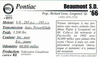 2000 VAQ Voitures Anciennes du Québec #82 Pontiac Beaumont S.D. 1966 Back