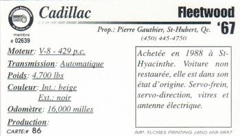 2000 VAQ Voitures Anciennes du Québec #86 Cadillac Fleetwood 1967 Back