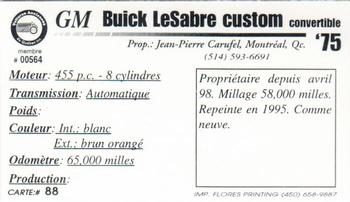2000 VAQ Voitures Anciennes du Québec #88 Buick LeSabre Custom 1975 Back