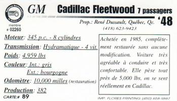 2000 VAQ Voitures Anciennes du Québec #89 Cadillac Fleetwood 1948 Back
