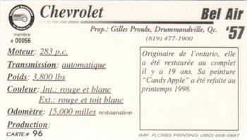 2000 VAQ Voitures Anciennes du Québec #96 Chevrolet Bel Air 1957 Back