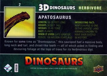 2015 Upper Deck Dinosaurs - 3-D Lenticular Dinosaurs #2 Apatosaurus Back