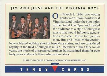 1992 Tenny Super Country Music #NNO Jim & Jesse and the Virginia Boys Back