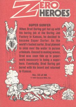 1983 Donruss Zero Heroes #32 Super Surfer Back