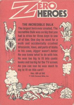 1983 Donruss Zero Heroes #66 The Incredible Bulk Back