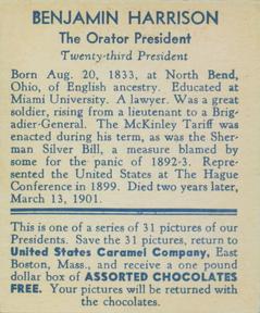 1932 U.S. Caramel American Heroes (R114) #NNO Benjamin Harrison Back