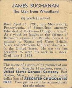 1932 U.S. Caramel American Heroes (R114) #NNO James Buchanan Back
