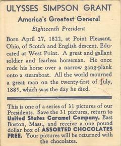 1932 U.S. Caramel American Heroes (R114) #NNO Ulysses S. Grant Back