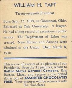 1932 U.S. Caramel American Heroes (R114) #NNO William Howard Taft Back