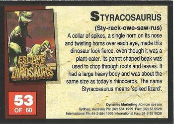 1993 Dynamic Marketing Escape of the Dinosaurs #53 Styracosaurus Back
