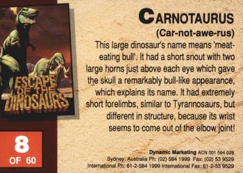 1993 Dynamic Marketing Escape of the Dinosaurs #8 Carnotaurus Back