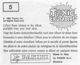 1991 Panini Toxic Crusaders Stickers #5  Back