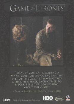2015 Rittenhouse Game of Thrones Season 4 - Quotable Game of Thrones #Q39 Tyrion Lannister Back
