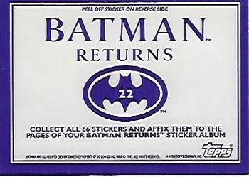1992 Topps Batman Returns Stickers #22 Penguin In The Cemetery Back