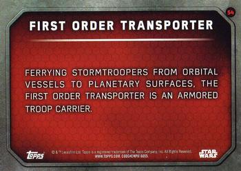 2015 Topps Star Wars: The Force Awakens #54 First Order Transporter Back