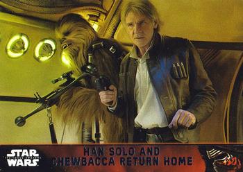 2015 Topps Star Wars: The Force Awakens #100 Han Solo & Chewbacca return home Front