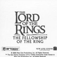 2002 Artbox Lord of the Rings Action Flipz - Stickers (U.K. Retail) #02 Bilbo Baggins Back