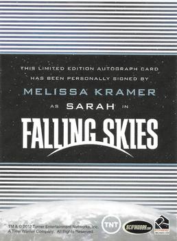2012 Rittenhouse Falling Skies - Autographs #NNO Melissa Kramer Back