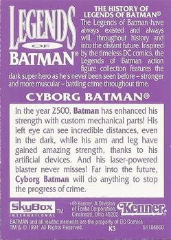 1994 SkyBox Kenner Legends of Batman #K3 Cyborg Batman Back