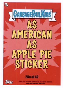 2016 Topps Garbage Pail Kids American As Apple Pie In Your Face #28a Nas Carl Back