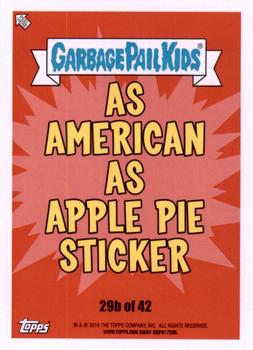 2016 Topps Garbage Pail Kids American As Apple Pie In Your Face #29b Figures Kate Back