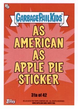 2016 Topps Garbage Pail Kids American As Apple Pie In Your Face #31a Wrinkly Randy Back