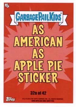 2016 Topps Garbage Pail Kids American As Apple Pie In Your Face #32a Broadway Jay Back