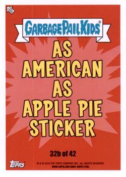 2016 Topps Garbage Pail Kids American As Apple Pie In Your Face #32b Music Cal Back