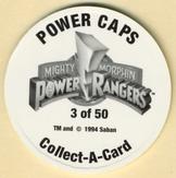 1994 Collect-A-Card Mighty Morphin Power Rangers Series 2 Retail - Power Caps #3 Time to Morph Back