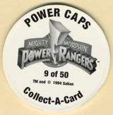 1994 Collect-A-Card Mighty Morphin Power Rangers Series 2 Retail - Power Caps #9 Billy Back