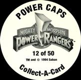 1994 Collect-A-Card Mighty Morphin Power Rangers Series 2 Retail - Power Caps #12 Principal Back