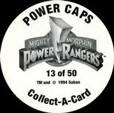 1994 Collect-A-Card Mighty Morphin Power Rangers Series 2 Retail - Power Caps #13 Command Center Back