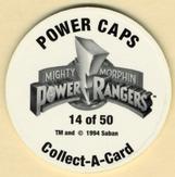 1994 Collect-A-Card Mighty Morphin Power Rangers Series 2 Retail - Power Caps #14 Globe Back