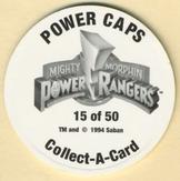 1994 Collect-A-Card Mighty Morphin Power Rangers Series 2 Retail - Power Caps #15 Secret Communicators Back