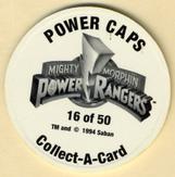 1994 Collect-A-Card Mighty Morphin Power Rangers Series 2 Retail - Power Caps #16 Red Ranger Back