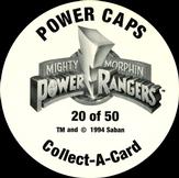 1994 Collect-A-Card Mighty Morphin Power Rangers Series 2 Retail - Power Caps #20 Pink Ranger Back