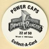 1994 Collect-A-Card Mighty Morphin Power Rangers Series 2 Retail - Power Caps #22 Tommy Back