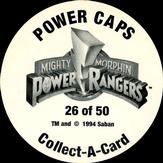 1994 Collect-A-Card Mighty Morphin Power Rangers Series 2 Retail - Power Caps #26 Goldar Back