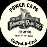 1994 Collect-A-Card Mighty Morphin Power Rangers Series 2 Retail - Power Caps #35 On Guard Back